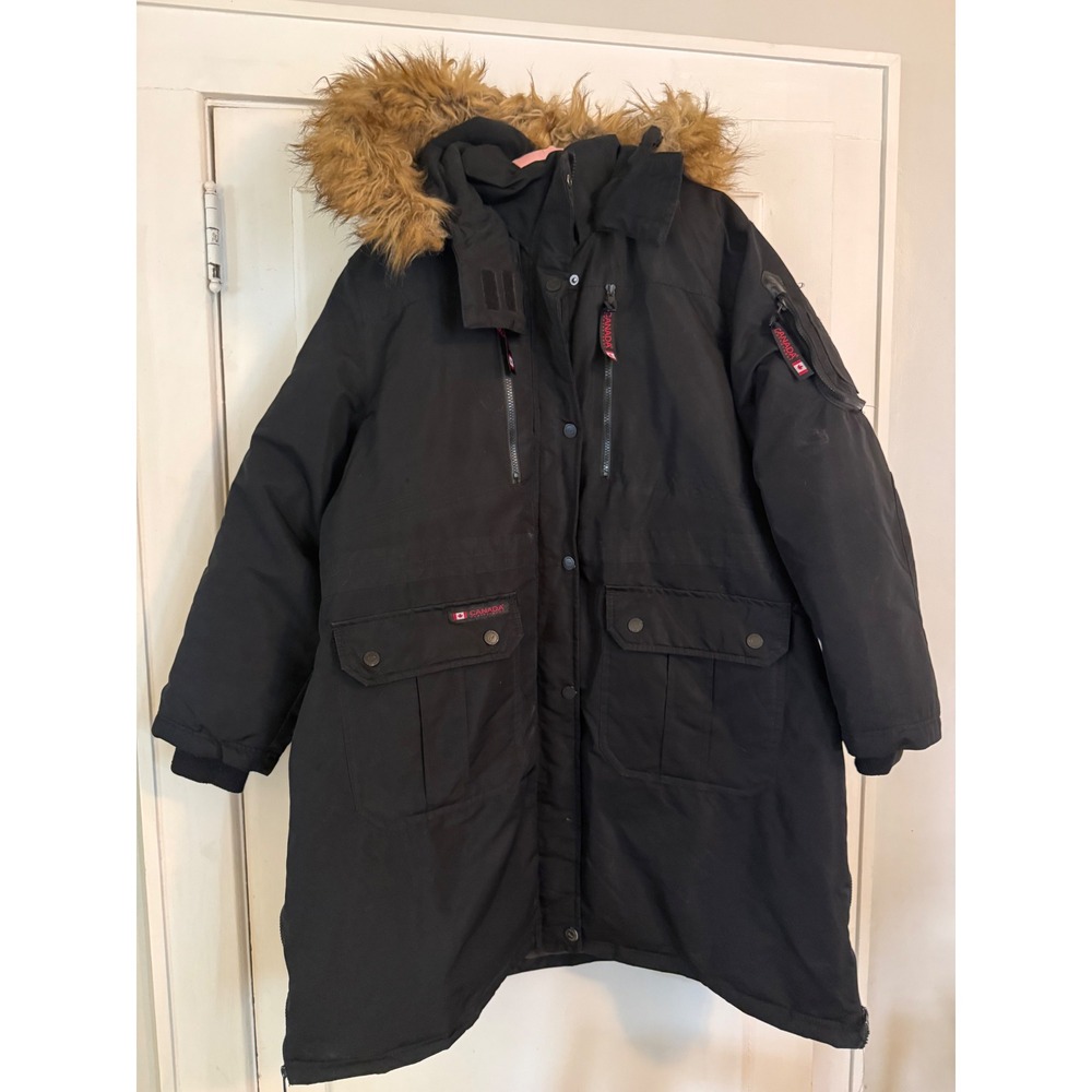 Canada Weather Gear Womens Black Faux Fur Hood Winter Parka Jacket Coat 2X